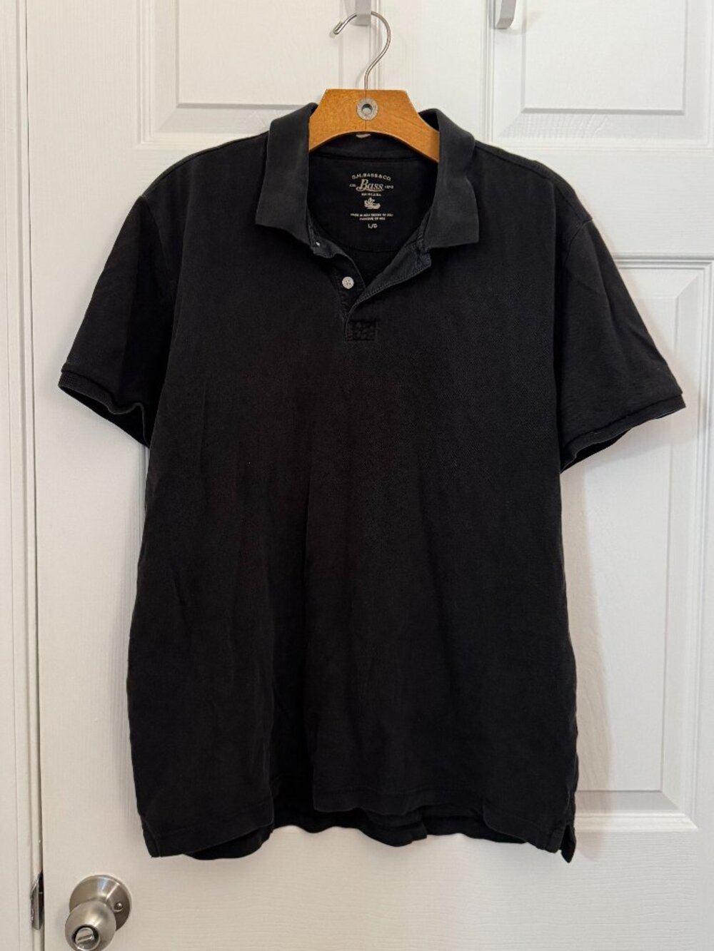 G.H. Bass & Co. Black Short Sleeve Polo Shirt - Size Large